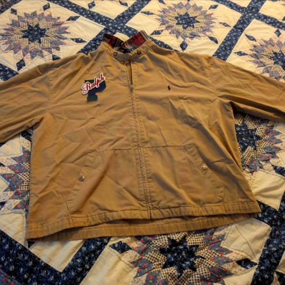 Ralph Lauren Polo Tan Harrington Jacket. Men's Sz. Large